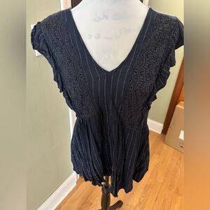 Maurices Blue Ruffled Cap Sleeve Blouse
